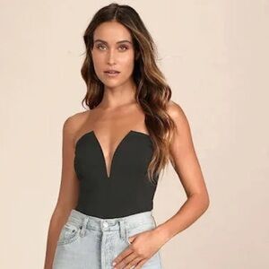 Blue Blush Black Strapless Bodysuit NWT